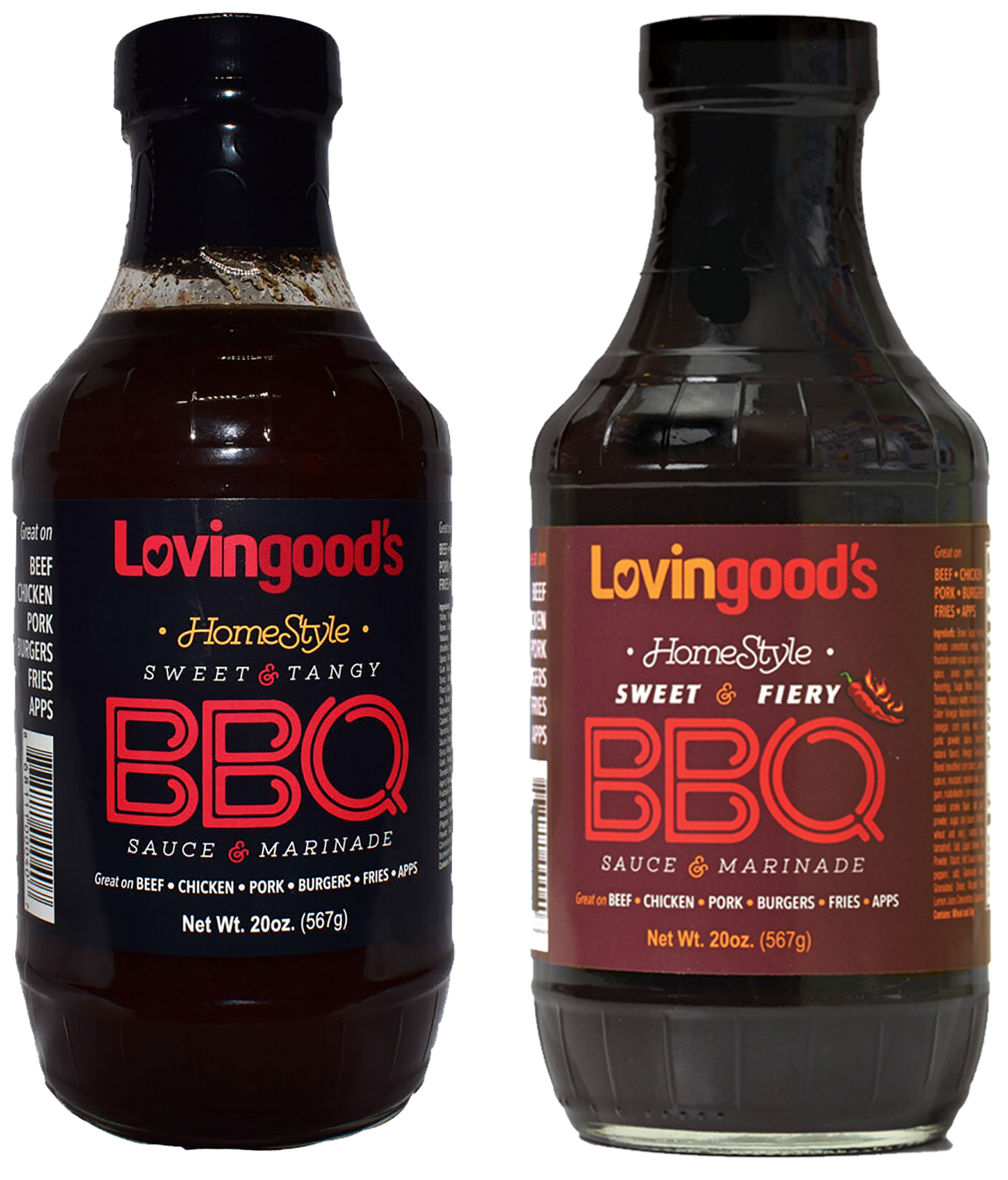 Lovingood's® Sweet & Tangy + Sweet & Fiery - 20 oz. Bottles (Pack of 2)